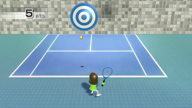 An image of target practice. There's a wall where the net usually is with a target in a random spot.